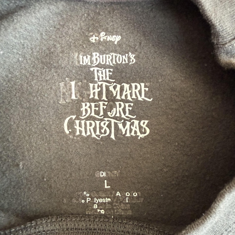 Disney Nightmare Before Christmas Sweatshirt Unisex Large Black Jack Skellington - Picture 2 of 5